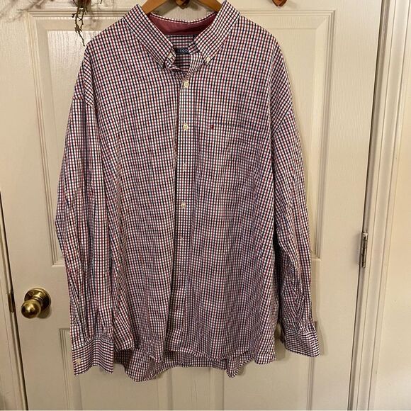 Izod Casual Button Down Shirt in Red and Blue - Picture 1 of 7